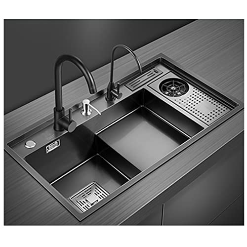 CAFIEDR Küchenspüle Küchenspüle Multifunktionale Step Bar Vorbereitungsspüle Wohnmobilspüle Home Küchensets Top Mount oder Undermount(Black b) von CAFIEDR