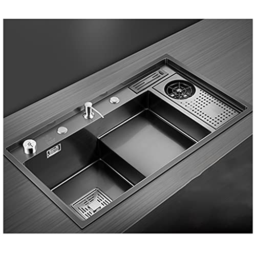 CAFIEDR Küchenspüle Küchenspüle Multifunktionale Step Bar Vorbereitungsspüle Wohnmobilspüle Home Küchensets Top Mount oder Undermount(Black e) von CAFIEDR