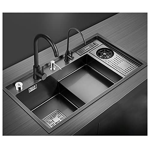 CAFIEDR Küchenspüle Küchenspüle Multifunktionale Step Bar Vorbereitungsspüle Wohnmobilspüle Home Küchensets Top Mount oder Undermount(Black f) von CAFIEDR