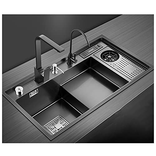 CAFIEDR Küchenspüle Küchenspüle Multifunktionale Step Bar Vorbereitungsspüle Wohnmobilspüle Home Küchensets Top Mount oder Undermount(Black g) von CAFIEDR