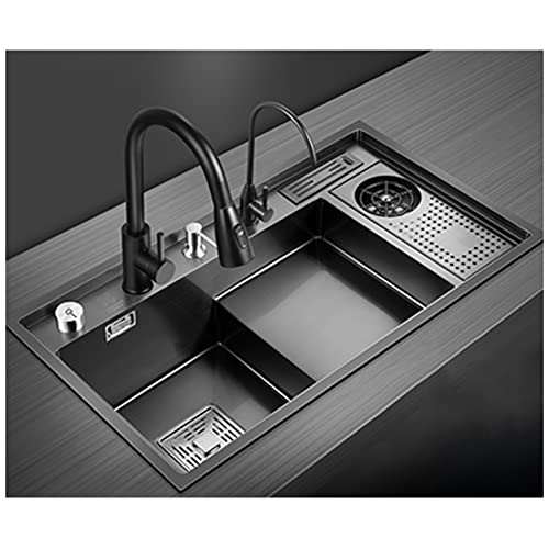 CAFIEDR Küchenspüle Küchenspüle Multifunktionale Step Bar Vorbereitungsspüle Wohnmobilspüle Home Küchensets Top Mount oder Undermount(Black h) von CAFIEDR