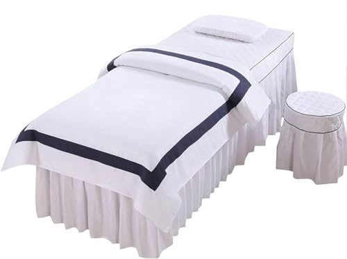 CAFIEDR Massagetisch-Bettbezug mit Loch, Kosmetiktischbezug, Vier Sätze weißer hochwertiger europäischer minimalistischer Kosmetiktischbezug für Massagebehandlungen (weiß 70 x 190 cm) von CAFIEDR