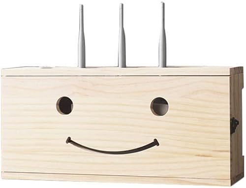 Regal für kabellosen WiFi-Router, an der Wand montierte Aufbewahrungsbox für kabellose Router, TV-Set-Top-Box-Rack aus Massivholz, Steckdosenleisten-Abschirmbox, kreative Wanddekoration, Abschirmbox von CAFIEDR