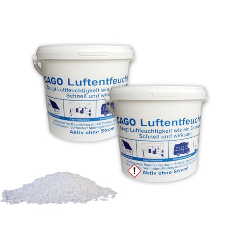 2x Luftentfeuchter Granulat 4,8 kg lose im 5 L Nachfülleimer Doppelpack 2,18€/kg von CAGO