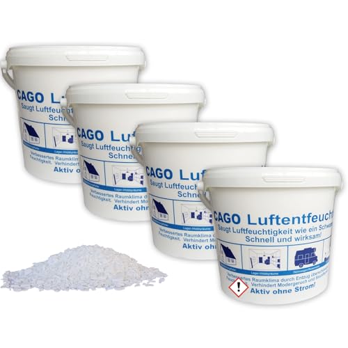 4x Luftentfeuchter Granulat 4,8 kg lose im 5 L Nachfülleimer 4er Set 1,98€/kg von CAGO