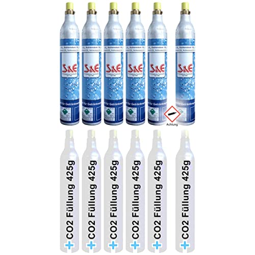 6 x CO2-Zylinder 425 g 60l inkl. Füllung Kohlensäure für Soda-Stream Wasser-Maxx von Bluecraft
