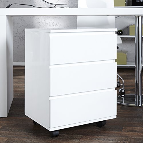 cagü Design Rollcontainer Cardiff Weiß Hochglanz mit 3 Schubladen 63cm x 47cm von cagü