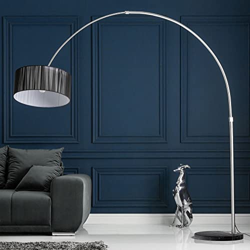 CAGÜ XXL Design Retro Lounge Bogenlampe LUMA Schwarz mit Marmorfuß Schwarz 205-225cm Höhe verstellbar von CAGÜ