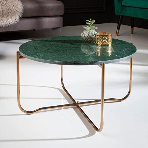 cagü Design Couchtisch FLORENTIN Grün aus Marmor mit Gold Gestell 62cm von cagü