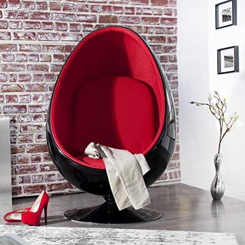 cagü: Design Retro Lounge Sessel Sitzei [EGG BALL] Schwarz-Rot drehbar Designklassiker Space Age, NEU! von CAGÜ
