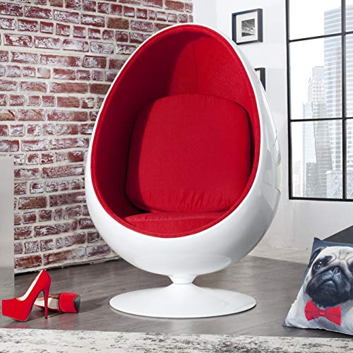cagü: Design Retro Lounge Sessel Sitzei [EGG BALL] Weiß-Rot drehbar Designklassiker Space Age, NEU! von CAGÜ