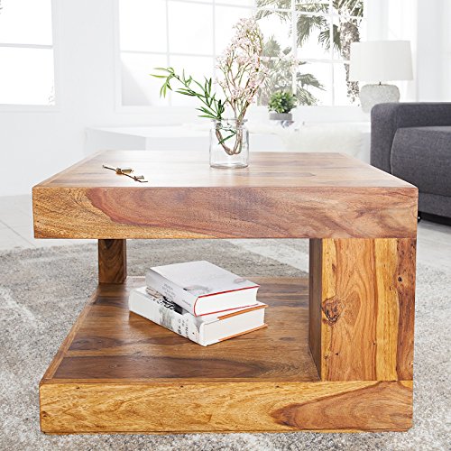 cagü Couchtisch Agra aus Sheesham massiv Holz 60cm x 60cm von cagü