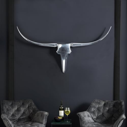 cagü XL Design Deko Stierschädel Arizona Silber poliertes Aluminium 120cm von cagü