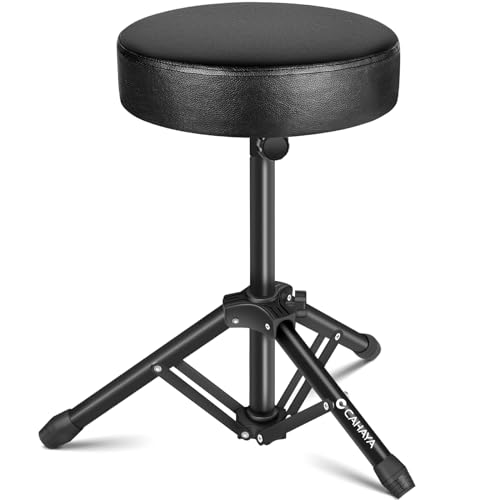 CAHAYA 6,5 cm Extra Dick Gepolsterter Schlagzeughocker: 168kg Superbelastbar Trommelhocker, Klappbar Drum Hocker, Schwarz, CY0334 Aktualisierung von CAHAYA