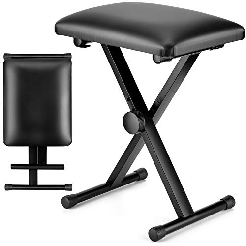 CAHAYA keyboardbank 3-Fach höhenverstellbar klavierbank klappbarer Klavierhocker X-förmig Klavier Sitzbank Pianobank stabil Piano Stool Gepolsterter Klavierstuhl CY0257 von CAHAYA
