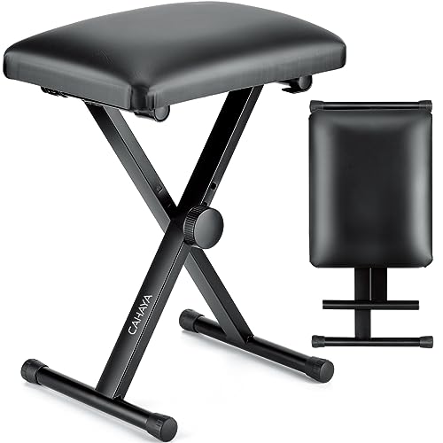 CAHAYA keyboardbank 3-Fach höhenverstellbar klavierbank klappbarer Klavierhocker X-förmig Klavier Sitzbank Pianobank stabil Piano Stool Gepolsterter Klavierstuhl CY0333 von CAHAYA