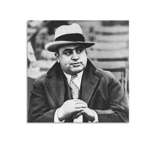 Al Capone Mafia Era Schwarz-Weiß-Poster Kunst Poster Leinwand Malerei Dekor Wanddruck Foto Zuhause Moderne dekorative Poster 60 x 60 cm von CAIAO