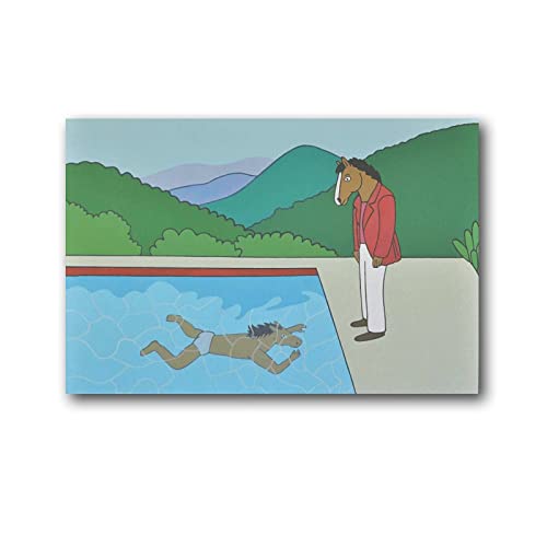 BoJack Horseman David Hockney He Watches He's Swimming Poster Cool Artworks Painting Wall Art Canvas Prints Hanging Picture Poster 12x18inch(30x45cm) von CAIAO