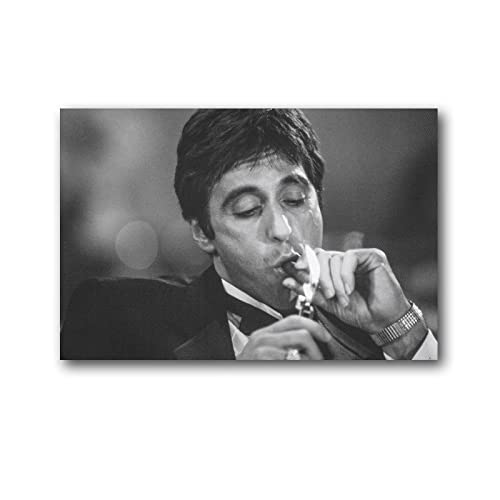 Scarface Film (Al Pacino, Schwarz und Weiß), Poster, Gemälde auf Leinwand, Wandkunst, Poster, Scrollbild, Druck, Wanddekoration, Heimposter, 40 x 60 cm von CAIAO