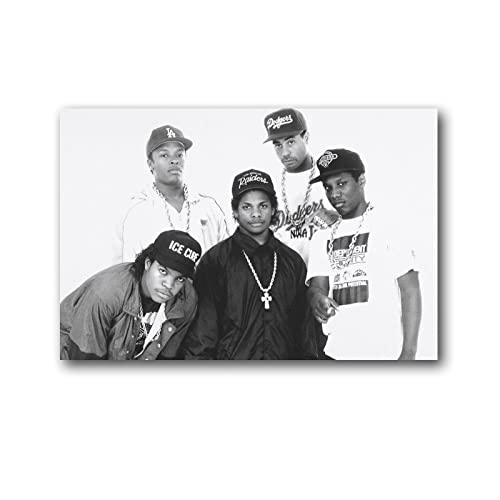 NWA Poster Cool Poster Hip Hop Kunstdruck Leinwand Poster Wandfarbe Kunst Poster Dekor Modern Home Artworks 60x90cm von CAIAO