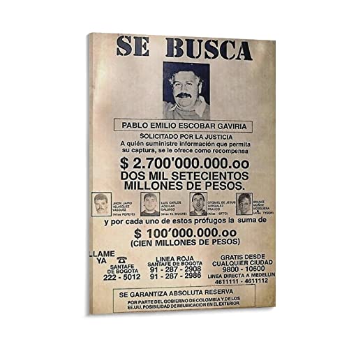 Pablo Escobar Wanted Poster denoise-denoise Gemälde auf Leinwand Wandkunst Poster Scroll Bild Druck Wände Dekor Home Poster 30 x 45 cm von CAIAO