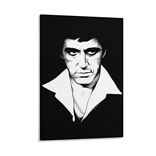 Scarface Al Pacino Schwarz und Weiß Poster Gemälde auf Leinwand Wandkunst Poster Scroll Bild Druck Wände Dekor Zuhause Poster 20 x 30 cm von CAIAO