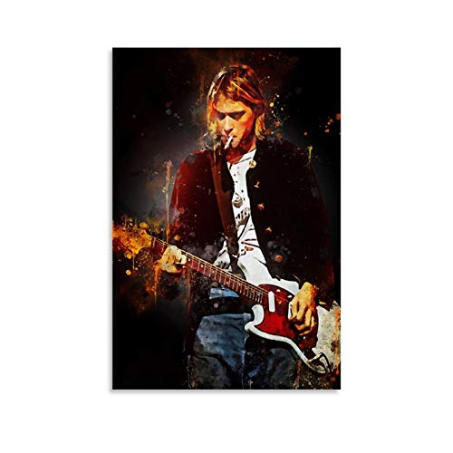 Kurt Cobain with Guitar Poster dekorative Malerei Leinwand Wandkunst Wohnzimmer Poster Schlafzimmer Malerei 16x24inch(40x60cm) von CAICAI