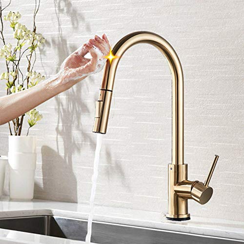 CAIDAI&YL Pull Out Sensor Kitchen Faucet Brushed Gold Sensitive Touch Control Faucet Mixer For Kitchen Touch Sensor Kitchen Mixer Tap,Brushed Gold CAIDAI&YL Pull Out Sensor Kitchen Faucet Brushed Gold Sensitive Touch Control Faucet Mixer For Kitchen Touch Sensor Kitchen Mixer Tap,Brushed Gold von CAIDAI&YL