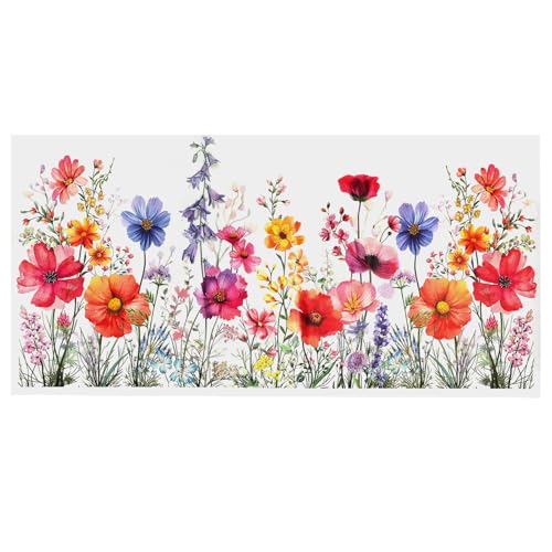 Fensterbilder Frühling selbstklebend (30x60cm) Bunter Blumenstrauß-Fensteraufkleber, Statisch Haftende wiederverwendbare von CAIHINIER