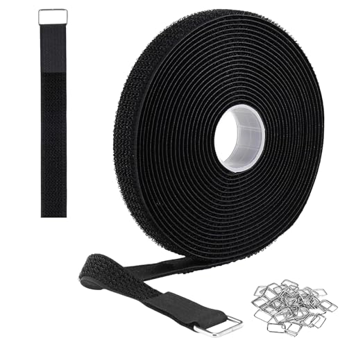 CAIJ 10M Klettband Kabelbinder mit 50 Metallschnalle, Freie Schnittlänge Klett Kabelbinder, 2.5 cm Breit Klettband Beidseitig Wiederverschließbar Klettverschluss Stark für Home Office Büro und Garten CAIJ 10M Klettband Kabelbinder mit 50 Metallschnalle, Freie Schnittlänge Klett Kabelbinder, 2.5 cm Breit Klettband Beidseitig Wiederverschließbar Klettverschluss Stark für Home Office Büro und Garten von CAIJ