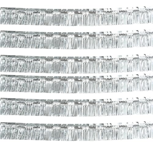 CAIJ 6 Stück Lametta Girlande, 300 x 30cm Silber Fransen Girlande Metallic, Lametta Silber fur Party Deko Geburtstag Deko Hochzei von CAIJ