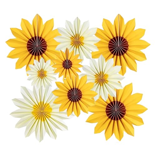 CAIJ 9 Stück Sonnenblumen Papier Fächer Partydekoration Gelb Hängende Girlande Geburtstag Hochzeit Tischdekoration Graduierung Partydekoration CAIJ 9 Stück Sonnenblumen Papier Fächer Partydekoration Gelb Hängende Girlande Geburtstag Hochzeit Tischdekoration Graduierung Partydekoration von CAIJ