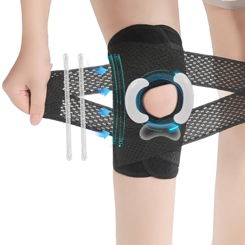 CAIJ Schwarze Professionelle Kniestütze mit Patella-Gel-Polster und Seitlichem Federstabilisator, Verstellbare Kniestütze für Meniskusriss-Knieschmerzen, Kompressions-Kniestütze CAIJ Schwarze Professionelle Kniestütze mit Patella-Gel-Polster und Seitlichem Federstabilisator, Verstellbare Kniestütze für Meniskusriss-Knieschmerzen, Kompressions-Kniestütze von CAIJ