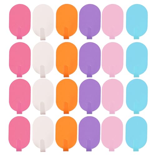 CAIJ Pack of 24 Colourful Wall Hooks, Bunte Kinderklebehaken, Selbstklebende Kleiderhaken für Schlafzimmer, Bad und Küche (6 Farben) von CAIJ