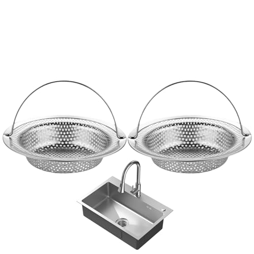 2 Stück Abflusssiebe Küchespüle Edelstahl,Sieb Für Spülbecken,Spülbecken Sieb Mit Griff,Waschbecken Sieb Küche,Sink Strainer,Waschbeckensieb,Waschbecken Haarsieb,Für Verstopfungsschutz Abfluss Spüle von CAIKAILIOR