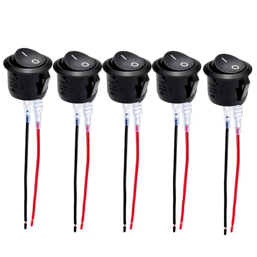 5 Stück Kippschalter 12V,Wippschalter 12V,Schalter 12V Mit Draht,2 Polig EIN/AUS SPST Switch 10 A/125V,6 A/250V,Rund Button,Für Lichtschalter Wohnmobil Auto Motorrad Truck Jeep Off Road Boat Marine 5 Stück Kippschalter 12V,Wippschalter 12V,Schalter 12V Mit Draht,2 Polig EIN/AUS SPST Switch 10 A/125V,6 A/250V,Rund Button,Für Lichtschalter Wohnmobil Auto Motorrad Truck Jeep Off Road Boat Marine von CAIKAILIOR