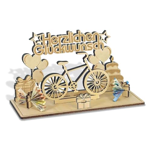Geldgeschenk Fahrrad,Miniatur,Original Deko,Modell Deko,Familie Frauen Männer Geburtstag Geldgeschenke Holz-Schild Gästebuch für Radfahrer,Freunde Lovers,Perfektes Jugend Freund Oder Familie von CAIKAILIOR