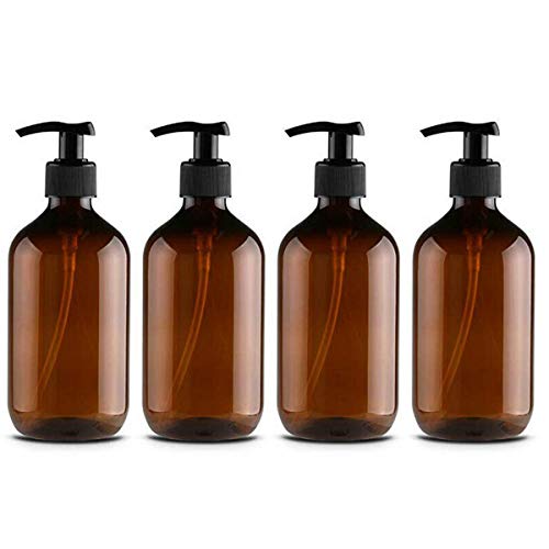 CAILI Pumpspender Flasche, 4 Stück 500ml Seifenspender Lotionspender Leer Flasche mit Schwarz Lotion Pumpe Spender Ideal für Küche Bad von cailiya