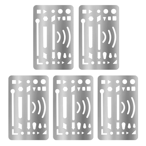 Radierschablonen aus Edelstahl, 5 Stück Zeichenschablonen aus Edelstahl Zeichenwerkzeuge Metall Radiergummi Schutzwerkzeug für Mechanische Zeichnungen Ingenieur Design von CAINCAY