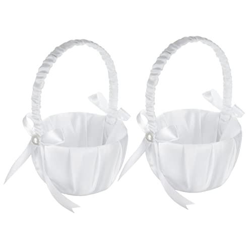 CAIONPLE 2 Pack Hochzeit Blumen Korb Aus Satin, Romantischer Schleife Party Blumen MäDchen Korb CAIONPLE 2 Pack Hochzeit Blumen Korb Aus Satin, Romantischer Schleife Party Blumen MäDchen Korb von CAIONPLE