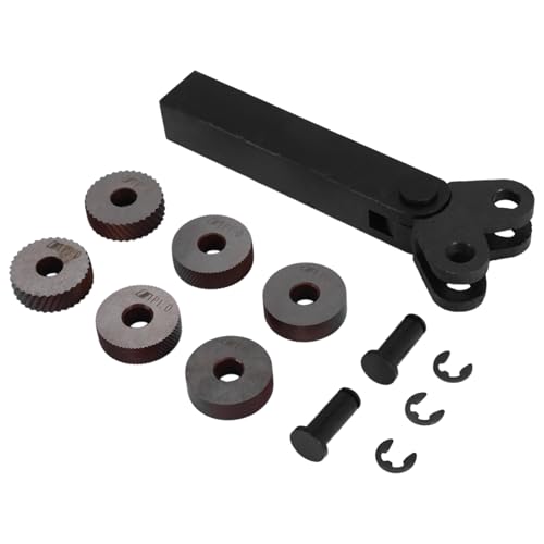CAIONPLE 7 StüCk Doppel Rad RäNdel Werkzeug Satz 0,5 Mm 1 Mm 2 Mm Linear Rad Satz Stahl Dreh Satz Rad RäNdel Werkzeug von CAIONPLE