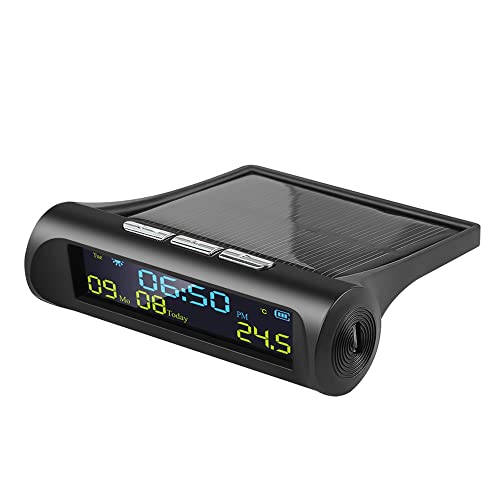 CAIONPLE Auto Solar Digitale Uhr mit LCD Zeit Datum Temperatur Anzeige im Auto für die Dekoration Von PersöNlichen Auto Teilen im Freien A von CAIONPLE