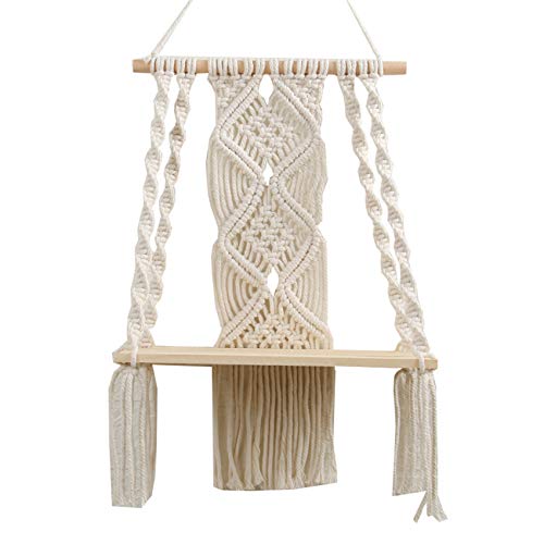 CAIONPLE Boho Makramee Wand Behang Regal Hand Gefertigte Gewebte Quaste Tapisserie Regal Schwimmende Lagerung Kleider BüGel für Haupt Wand von CAIONPLE