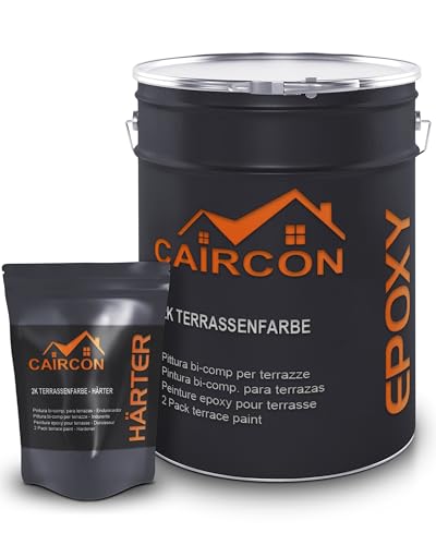 CAIRCON 2K Epoxidharz Terrassenfarbe Härter Balkonfarbe Beschichtung Bodenfarbe außen Platingrau 2,5Kg von CAIRCON