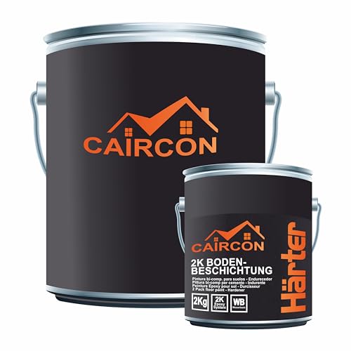 CAIRCON 2K Bodenbeschichtung Epoxidharz Bodenfarbe Garagenfarbe MATT Anthrazitgrau – 20Kg von CAIRCON