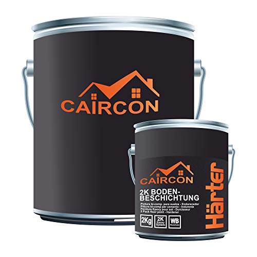 CAIRCON 2K Bodenbeschichtung Epoxidharz Bodenfarbe Garage Betonfarbe Platingrau - 20Kg von CAIRCON