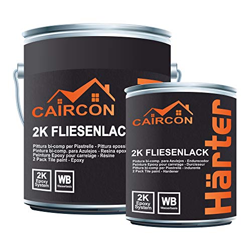 CAIRCON 2K Fliesenlack Bodenfliesen Fliesenfarbe Wand Küche Bad Basaltgrau - 5Kg von CAIRCON