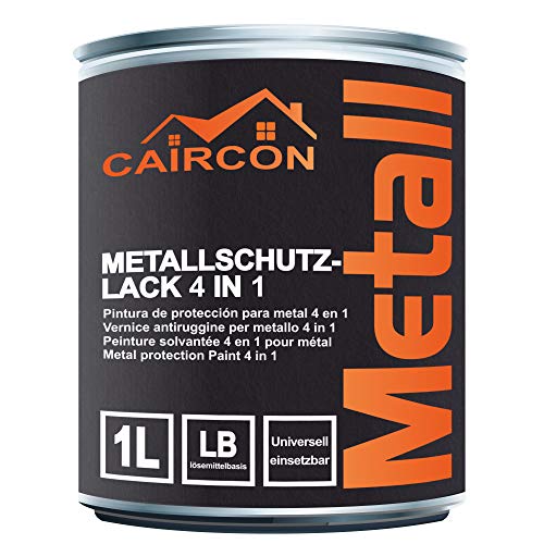 CAIRCON Metallschutzlack 4in1 Metallfarbe Metalllack Rostschutzfarbe Buntlack Silbergrau 750ml von CAIRCON