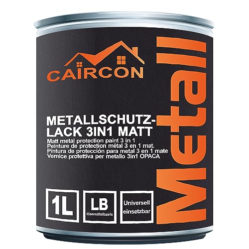 CAIRCON Metallschutzlack MATT 3in1 Metallfarbe Metalllack Rostschutzfarbe Schwarz - 750ml von CAIRCON