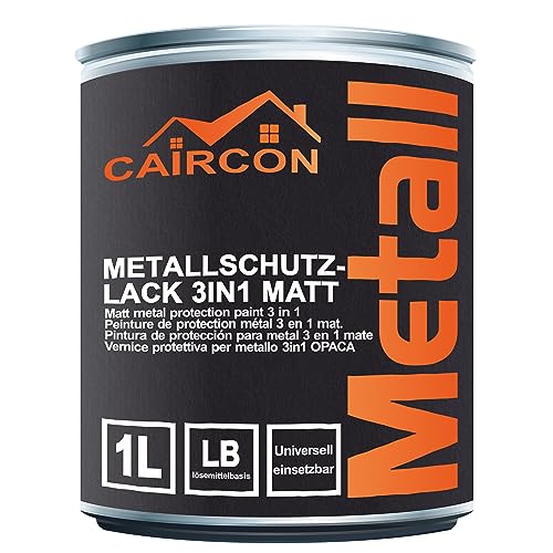 CAIRCON Metallschutzlack MATT 3in1 Metallfarbe Metalllack Rostschutzfarbe Weiß - 750ml von CAIRCON